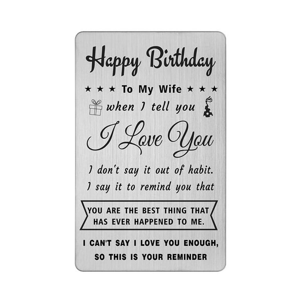 Degasken Wife Birthday Card, Happy Birthday Card Gift for Wife, Metal ...