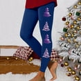 thumbnail image 2 of Weebloom Women's Christmas Leggings Xmas Glass Printed High Waisted Lift Exercise Yoga Pants Navy Xl, 2 of 5