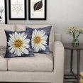 thumbnail image 5 of Summer Daisy Floral Pillow Covers 20X20 Inch Set of 2 White Petal Flower Bloom Decorative Pillow Cases Navy Blue Seasonal Cotton Linen Cushion Case Farmhouse Home Decor for Sofa Couch Porch Outdoor, 5 of 6