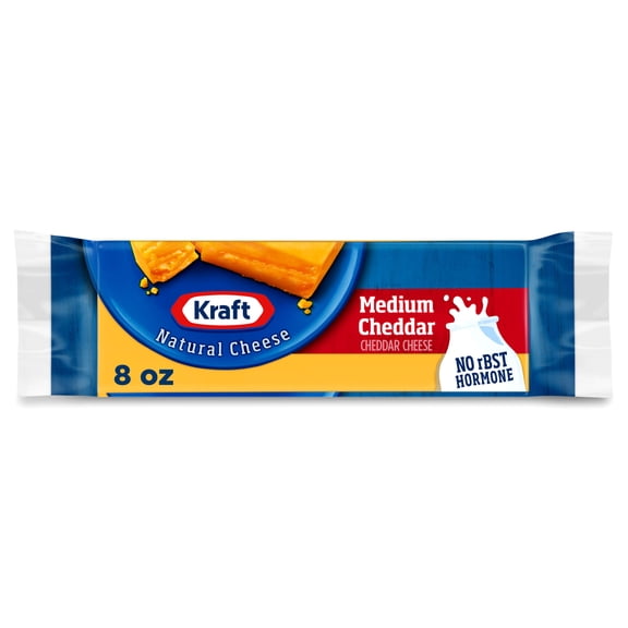 Kraft Natural Medium Cheddar Cheese, 8 oz Block