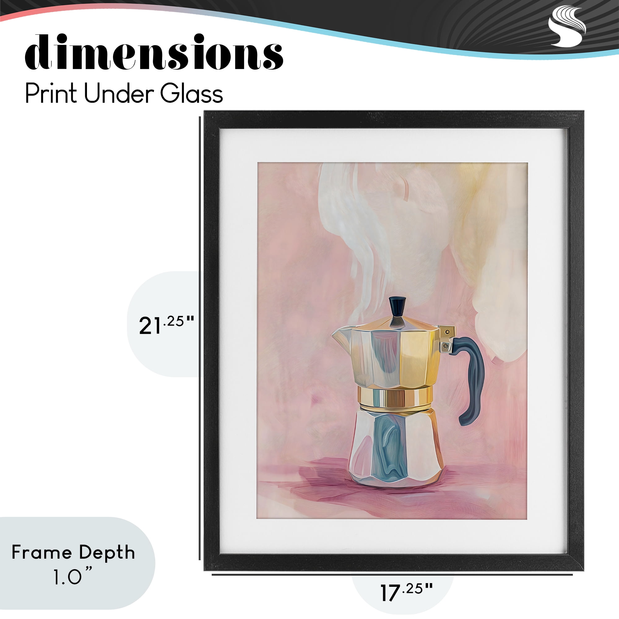 Stupell Industries Vintage Coffee Maker on Pink Black Framed Print Under Glass, design by The Prints Vibe