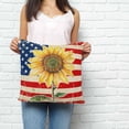 thumbnail image 2 of American Flag Pillow Covers 18x18 Inch Decorative Throw Pillow Cover, Sunflower Vintage USA Flag Sofa Pillowcases Accent Cushion Case Home Decor Bedroom Living Room, 2 of 6