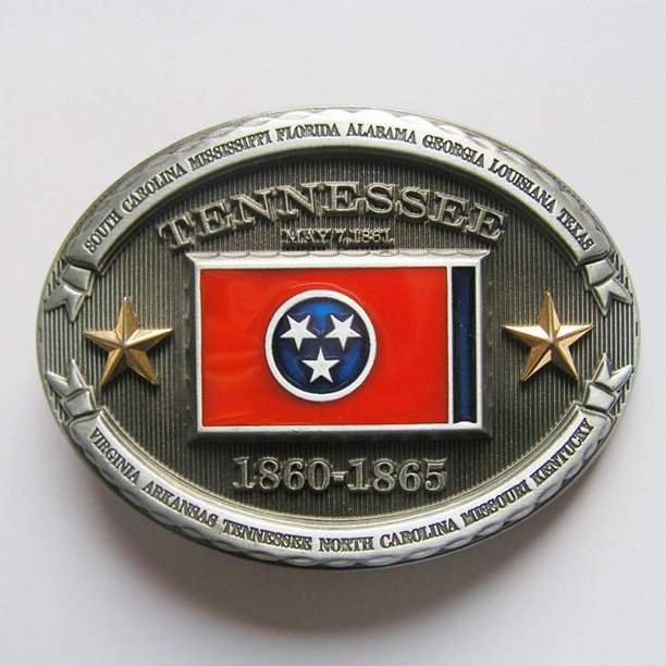 New Vintage Oval Tennessee Flag Belt Buckle