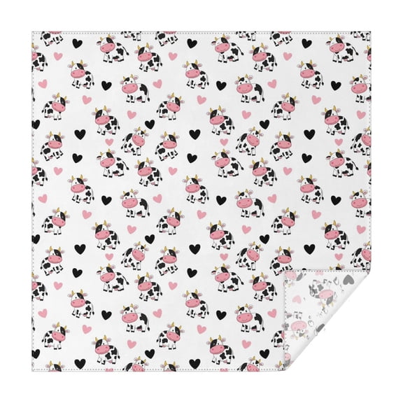 White Cow Heart Pattern Square Tablecloth,Waterproof Square Table Cover,Wipeable Spillproof Washable Table Cover for Home Kitchen Party Decor 42"X42"(107x107cm)