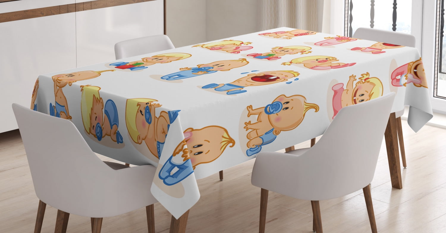 Gender Reveal Decorations Tablecloth, Newborn Composition in Various