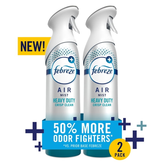 Febreze Air Mist Air Freshener Spray Heavy Duty Crisp Clean 8.1oz 2 Count