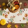 thumbnail image 3 of Fall Table Runner Thanksgiving Squirrel Table Runners Pine Cone Berry Fruit Maple Leaves Linen Cotton Linen Dresser Scarf Kitchen Dining Table Decor for Fall Holiday Party Decor 13x90 Inch, 3 of 9