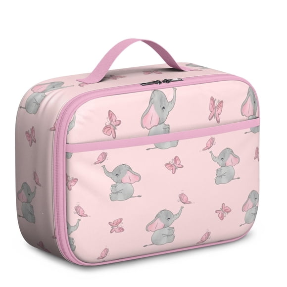 Sac à Lunch Géant Doux – Illustration Artistique Rétro de Bébé Éléphant Tribal, Sac à Lunch Isolé pour l'École
