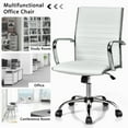 thumbnail image 5 of Gymax PU Leather Office Chair High Back Conference Task Chair w/Armrests White, 5 of 10
