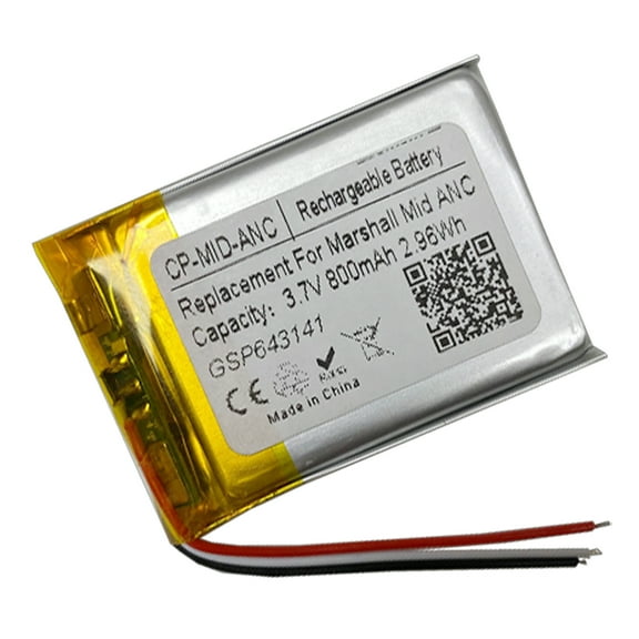Fit for Marshall Mid ANC Headset Rechargeable Lithium Polymer Li-Po Battery 800mAh GSP643141 SR603040