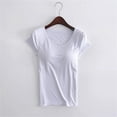thumbnail image 2 of HCURIBAD Women's Fitted Sweatproof Undershirt Workout Tops | Cotton Scoop Neck | Original Fit | with Sweat Pads | Modal Stretch Scoop Neck T-Shirt 1PC White L, 2 of 6