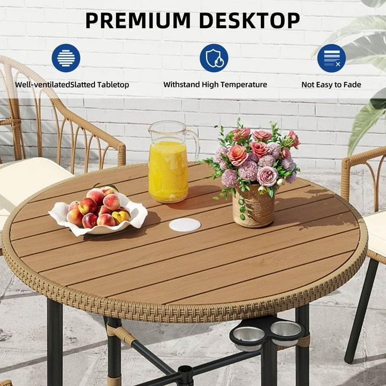 Outdoor Dining Table Small Circular Garden Table Uforic Pieces