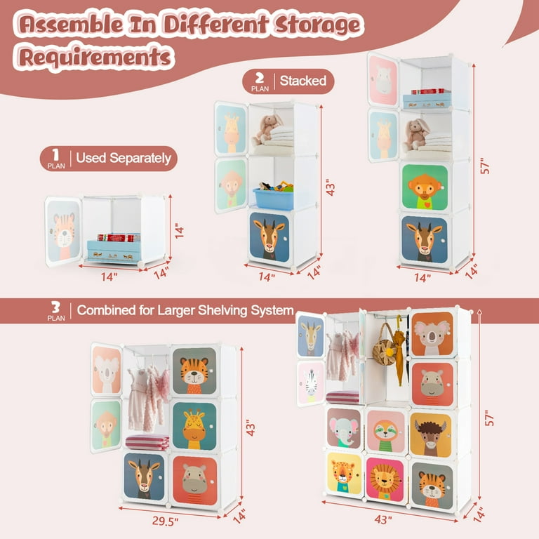 Costway Children's 12-Cube Wardrobe, Nursery Furniture, Room Costway Children's 12-Cube Wardrobe, Nursery Furniture, Room