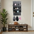thumbnail image 5 of 3-Tier Over the Door Shoes Rack with 12 Large Oxford Pockets, Up to 30lbs Durable Hanging Organizer for Shoes, Hats, etc (Black), 5 of 8