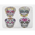 thumbnail image 1 of Skull Bath Mat, Colorful Ornate Mexican Sugar Skull Set with Flower and Heart Pattern Calavera Humor, Non-Slip Plush Mat Bathroom Kitchen Laundry Room Decor, 29.5 X 17.5 Inches, Multicolor, Ambesonne, 1 of 2