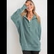 thumbnail image 4 of Sudadera con Capucha de Larga Extragrande para Mujer, Cuello en V, Botones y Abertura Lateral, Estilo Informal. Verde Pavo Real M, 4 of 9