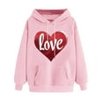 thumbnail image 3 of VBTAPA Womens Valentines Day Hoodies Funny Letter Printed Long Sleeve Drawstring Hooded Sweatshirts Trendy Casual Pullover Hoodie with Pocket Flash Deals of The Day Pink M, 3 of 6
