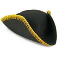 thumbnail image 3 of Skeleteen Colonial Black Tricorn Hat - Revolutionary War Costume Tricorner Deluxe Hat with Gold Trimming, 3 of 5