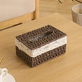 thumbnail image 6 of Hand Woven Rattan Tissue Box Cover | Natural Straw Weaving Paper Towel Holder | Brown Decorative Storage Box for Living Room Bathroom Bedroom | 7.48x5.12x3.94 inches, 6 of 6