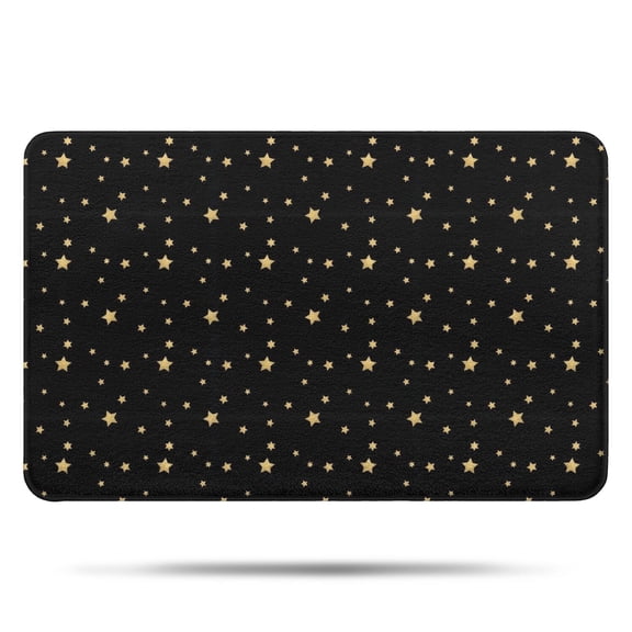 Black Gold Star Pattern Bathroom Rugs Mat,Non Slip Microfiber Bathroom Rug,Rubber Backing,Soft Bathroom Mats for Bathroom Floor,Tub and Shower,17x27in(43x68cm)