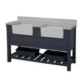 thumbnail image 5 of Charlotte 60" Double Farmhouse Bathroom Vanity with Marine Gray Cabinet and Engineered Carrara Top, 5 of 5