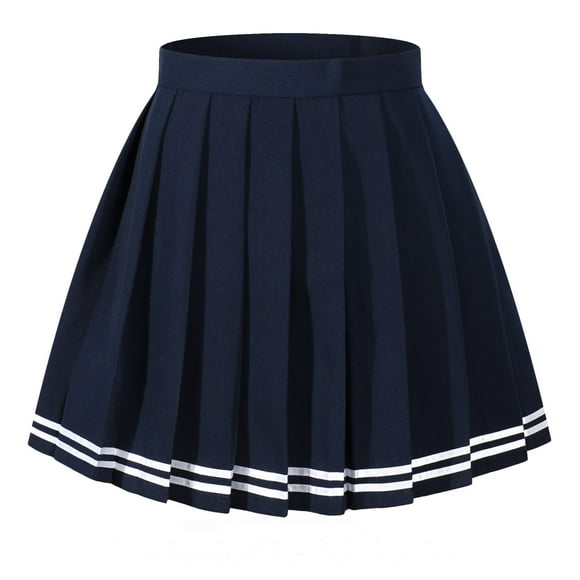 Beautifulfashionlife Faldas De Verano Plisadas Escocesas De Rayas Blancas Versátiles Para Mujer (2Xl Blue White Striple)