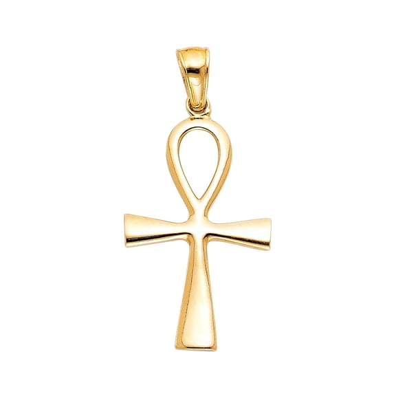14KY Ankh Religious Cross Pendant | Yellow Gold Charm Pendant for Necklace Chain | Jewelry Gift for Men Women | 28 x 18 MM | 2.1 grams