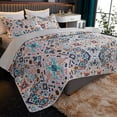 thumbnail image 3 of Bohemian Quilt Set Queen - Microfiber Lightweight Bedspread Set 3-Piece for All Season (1 Quilt, 2 Shams), 3 of 8