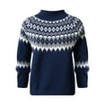 thumbnail image 4 of Stralyhd Fair Isle Sweater Women Lightweight Boho Vintage Knitted Women Sweaters Stripes Long Sleeve Round Neck Pullover Knitwear Brown Sweater Woman Navy M, 4 of 4