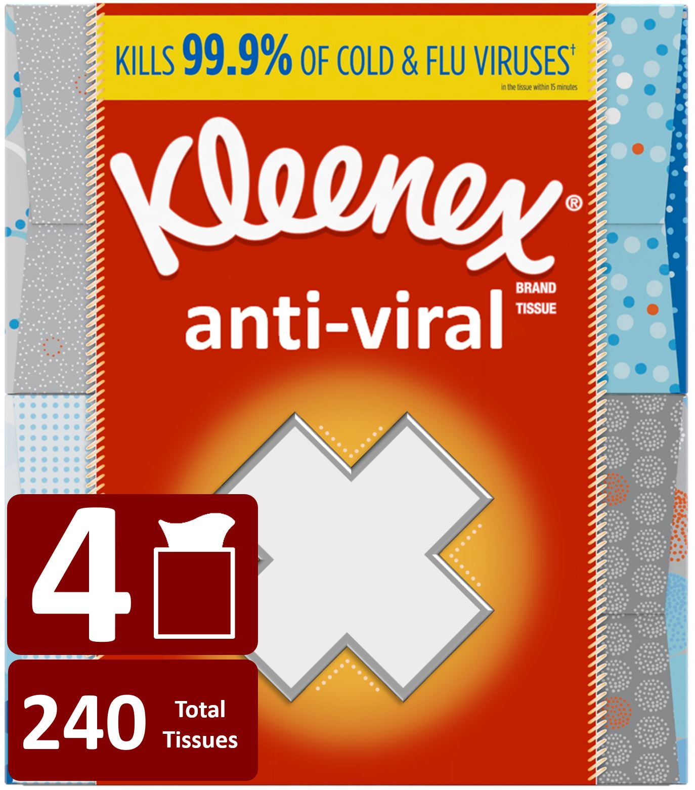 Kleenex Anti-Viral Facial Tissues, Cube Box, 60 Tissues per Box, 4 Pack ...