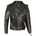 thumbnail image 3 of Men ICONIC Motorcycle Premium Natural Buffalo Leather Side Lace Biker Jacket Street Cruiser Black L, 3 of 8