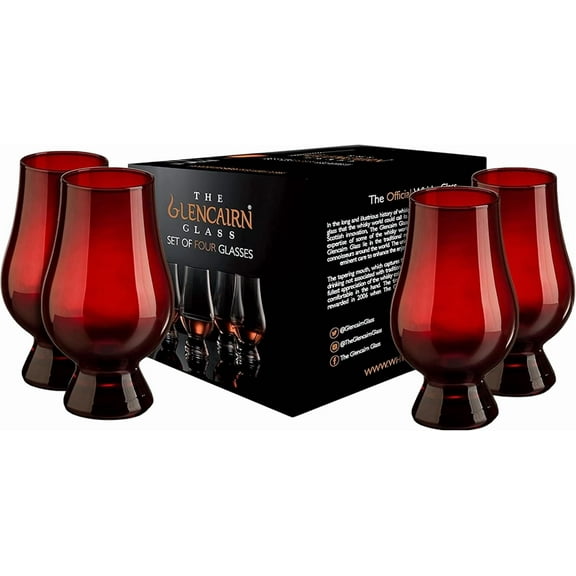 Glencairn Red Whiskey Glass, Set of 4 in Gift Carton