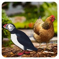 ICERUN 2Pcs Garden Statues,Acrylic Puffin and Hen Sculpture Yard Decor,Sun Rain Resistant Statues Garden Statues for Outside,Style4