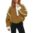 thumbnail image 2 of Huankd Womens Fleece Jacket Zip Up Fuzzy Sherpa Jackets Long Sleeve Winter Coats Striped Warm Outwear with Pockets Coffee XL, 2 of 4