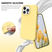 for iPhone 14 Pro Case Liquid Silicone Soft Gel Rubber Microfiber Lining Cushion Cover ShockProof Protective Phone Case for iPhone 14 Pro(6.1 inch)-Yellow