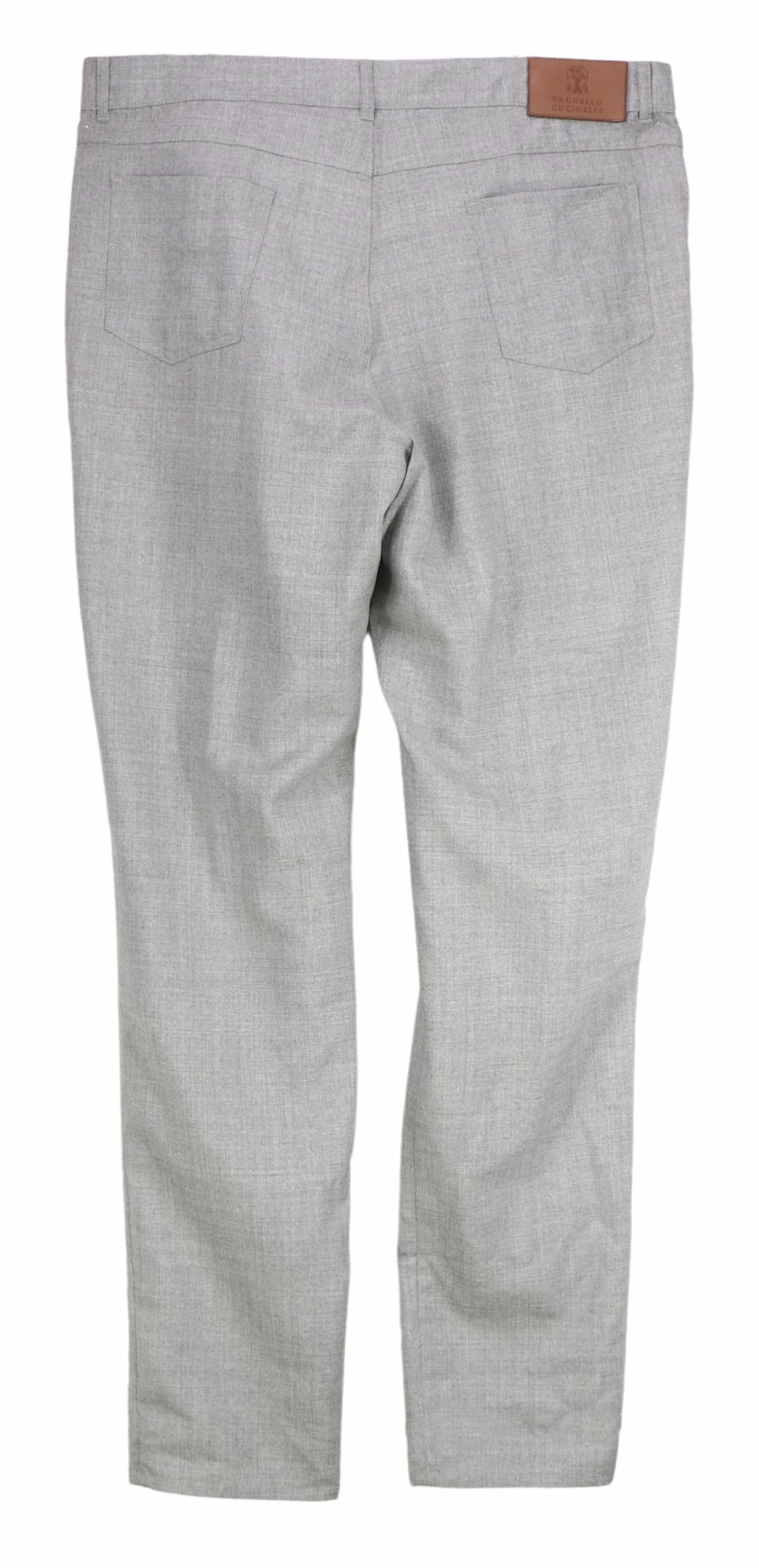 Brunello Cucinelli Men's Light Grey Wool Flannel 5 Pocket Pants Dress - 46