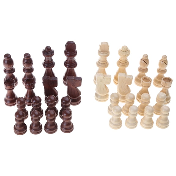 32 Pcs Wooden Chess Pieces Portable International Chess Pieces Tournament Chess Figures Hand Carved Chessmen