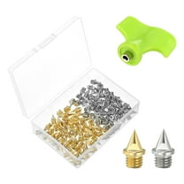 Uxcell 1/4" Steel Track Spikes Sports Shoes Spikes Replacement Accessories with Wrench Gold Silver 100 Pack