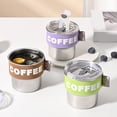 thumbnail image 2 of Pnellth 400ML Coffee Cup Stainless Steel Thermal Mug Portable Leakproof Insulated Cup with Elastic Sleeve for Home Office Car, 2 of 7