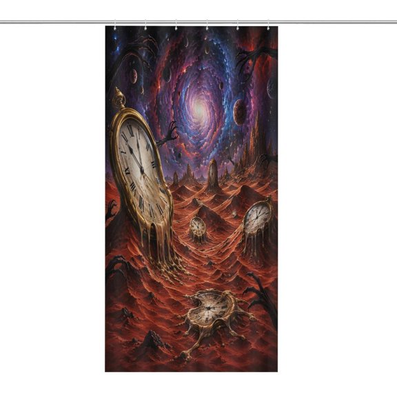 RKSupls Waterproof Shower Curtain, Melting Clocks Red Desert Polyester Shower Curtain with Hooks for Chic Elegant Home Bathtub Bathroom Decor Washable