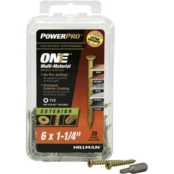 Power Pro ONE Exterior FlatHead MultiMaterial Screws (6 x 11/4") 23 Pieces