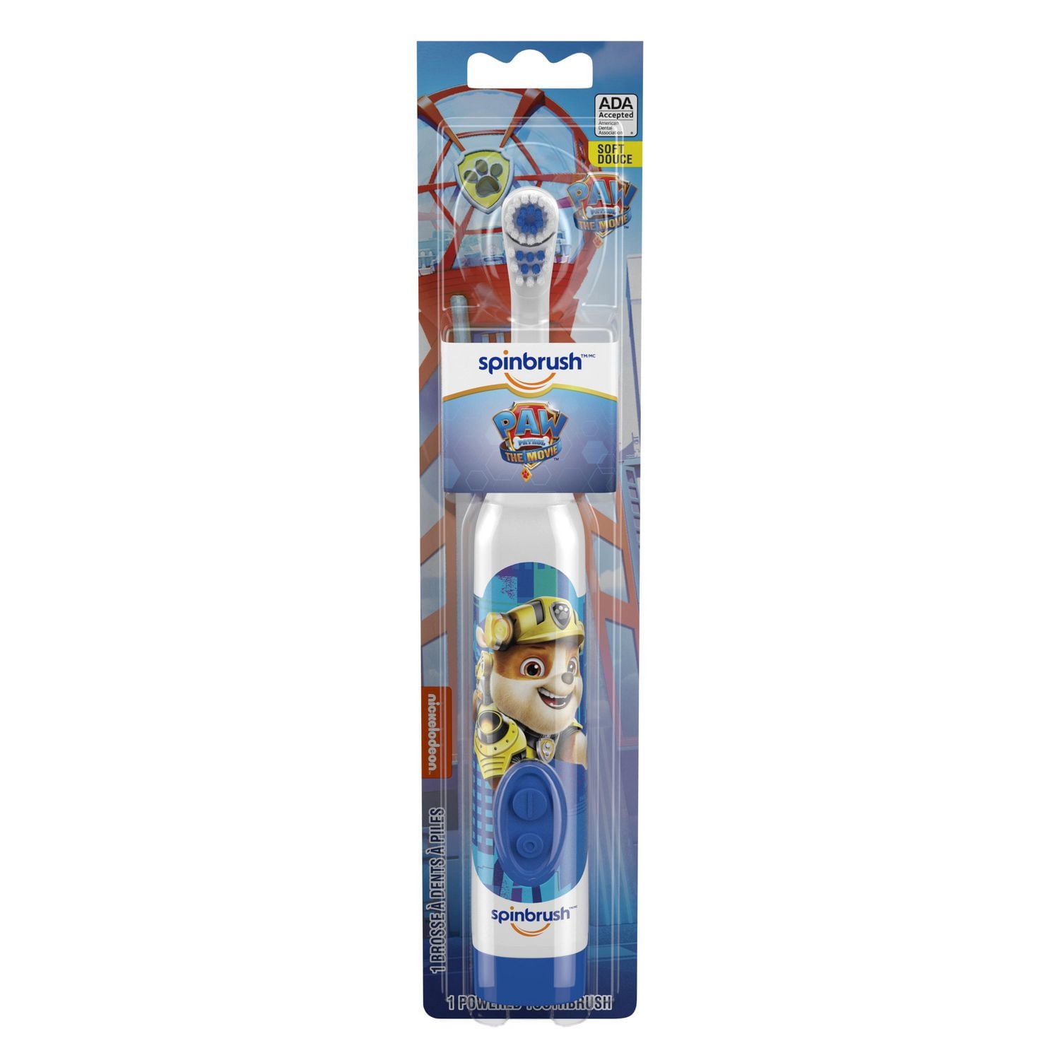 Brosse à dents à piles Kids Spinbrush Paw Patrol *(les couleurs et le design peuvent varier) 1 brosse à dents à piles