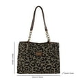 thumbnail image 2 of Yucurem Women Tote Bag Leopard Print Canvas Shoulder Bag With Zipper For Work (Black) Fashion shoulder bag (Black), 2 of 10