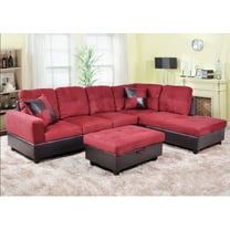 Ainehome Microfiber Sectional Sofa Set, 3PC L-Shaped Living Room Couches, Right Hand Facing (Red)