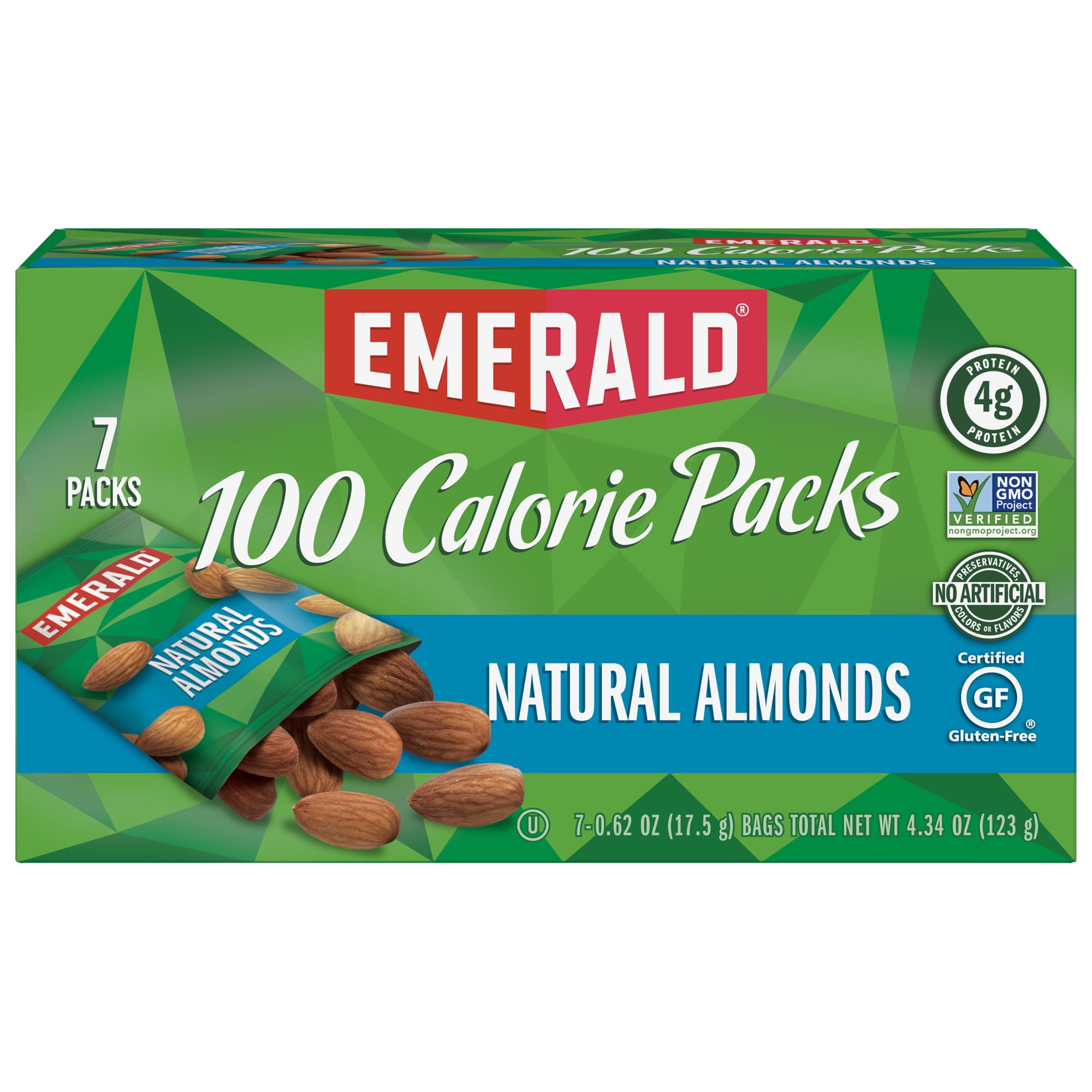 Emerald 100 Calorie Packs Natural Almonds, 0.62 Oz., 7 Count