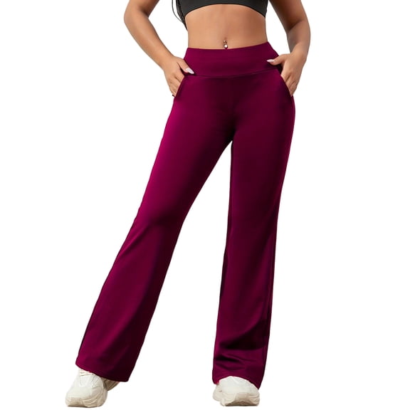 Boyscolos Yoga Pants Women with Pockets High Waisted Wide Leg Leggings Pants Casual Lightweight Stretchy Workout Leggings