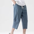 thumbnail image 4 of Kadahis Men's Casual Linen Capri Pants Drawstring Summer Beach Yoga Trousers, 4 of 5