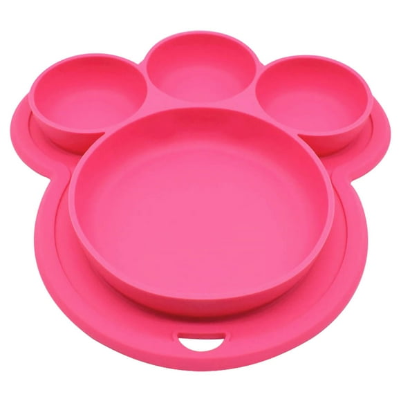 Yuarrent de cena para niños, alimentación de silicona, frutas, dividido, cuenco, forma de pata, vajilla de alimentación, juguete para Mostrada Rosa roja Yuarrent HA003350-04