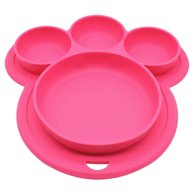 Matsuzay de cena para niños, alimentación de silicona, frutas, dividido, cuenco, forma de pata, vajilla de alimentación, juguete para Mostrada Rosa roja Matsuzay HA003350-04