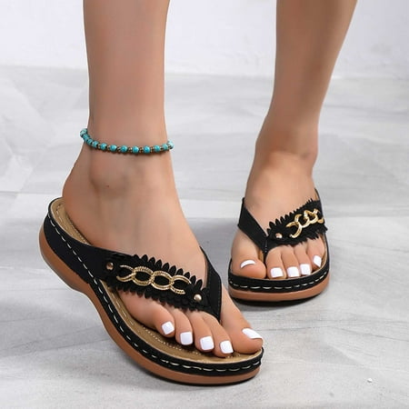 

Yedhsi Summer Ladies Flip-Flops Wedge Heel Slippers Sandals Casual Flip Flops Women s Shoes Women s Slippers